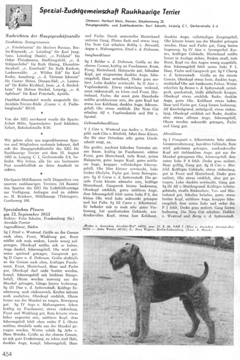 Zeitschrift Der Hund 1953 airedalekft.de